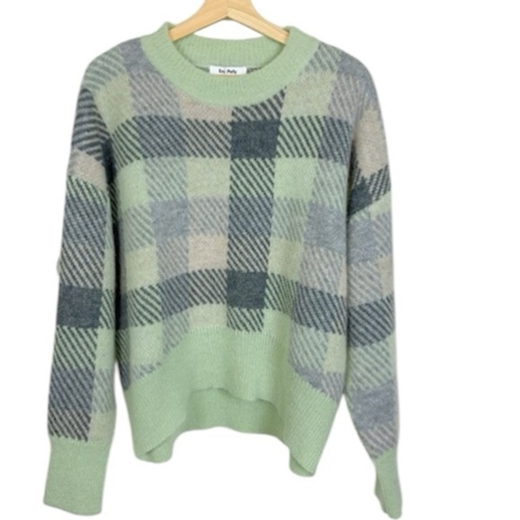 Revolve Ena Pelly Mary Mohair Oversize Knit
Sweater Sea Green Check Size Small - Picture 5 of 9